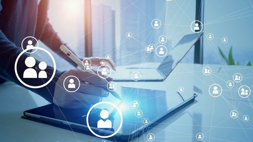 Blockchain technology communication network concept. How blockchain and DAOs power online communities