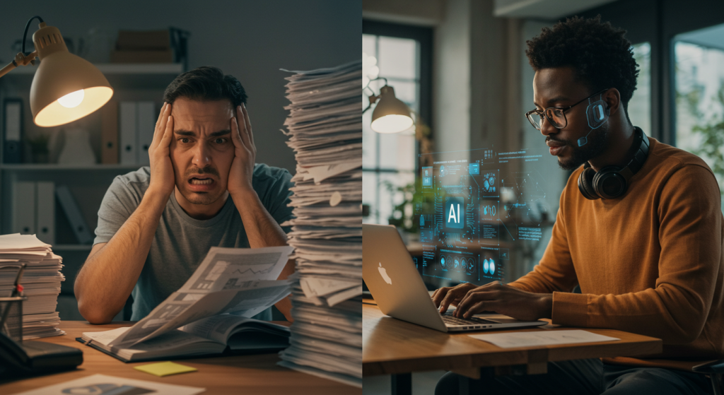 Why Freelancers Who Ignore AI Risk Earning Less Comparison of freelancers who ignore AI and one using AI tools successfully.