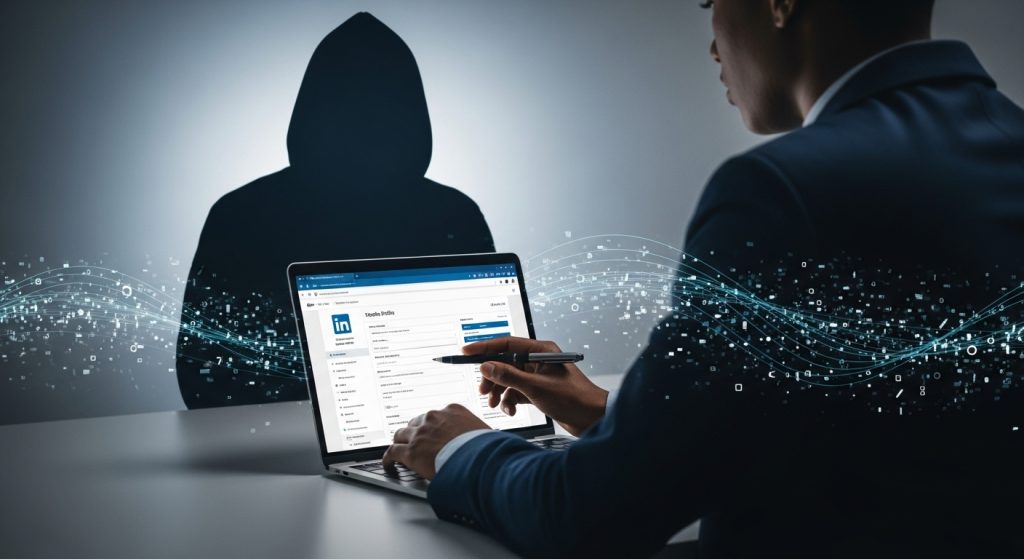 Hacker exploiting LinkedIn profile information from a professional’s public account
