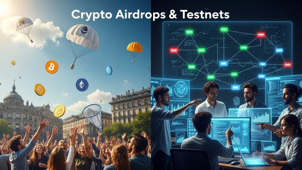 An Illustration showing What airdrops and testnets are
